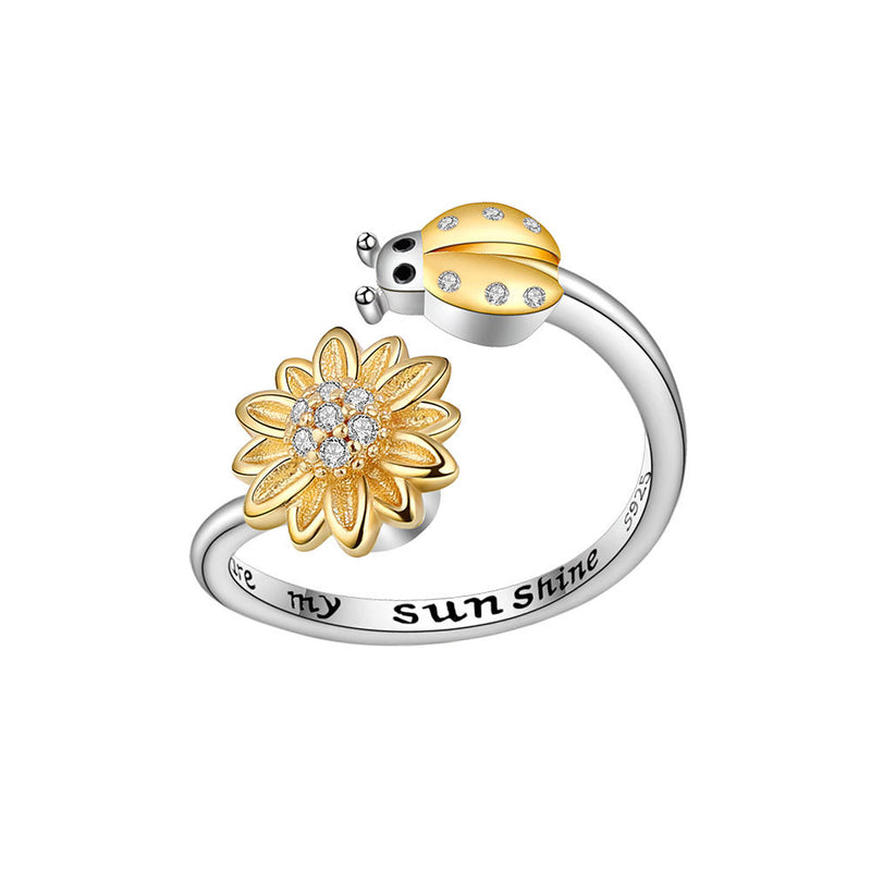 Adjustable Rotating Zircon Ring for Anxiety Relief